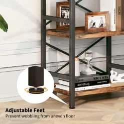 Homeiju Bookshelf, 3 Tier Industrial Bookcase, Metal Small Bookcase