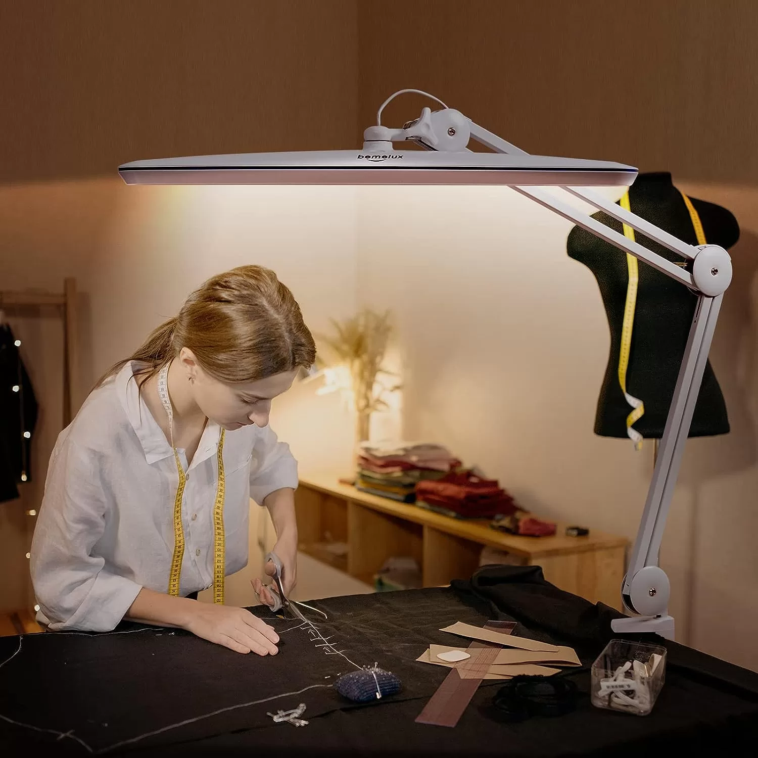 Bemelux Task Lamp with Clamp, Bright 117PCS LEDs, 23 Inch Lamp Head Work Lamp(White)