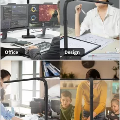 AKRRYR LED Desk Lamp for Home Office, Double Head 24W Desk Lamp with USB Charging Port & Wireless Charger
