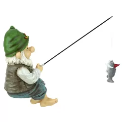 Design Toscano QM2806500 Ziggy, The Fishing Gnome Indoor/Outdoor Garden Sitter Statue, Full Color Finish