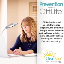 OttLite LED Desk Lamp with Wireless Charging, Prevention Series - White