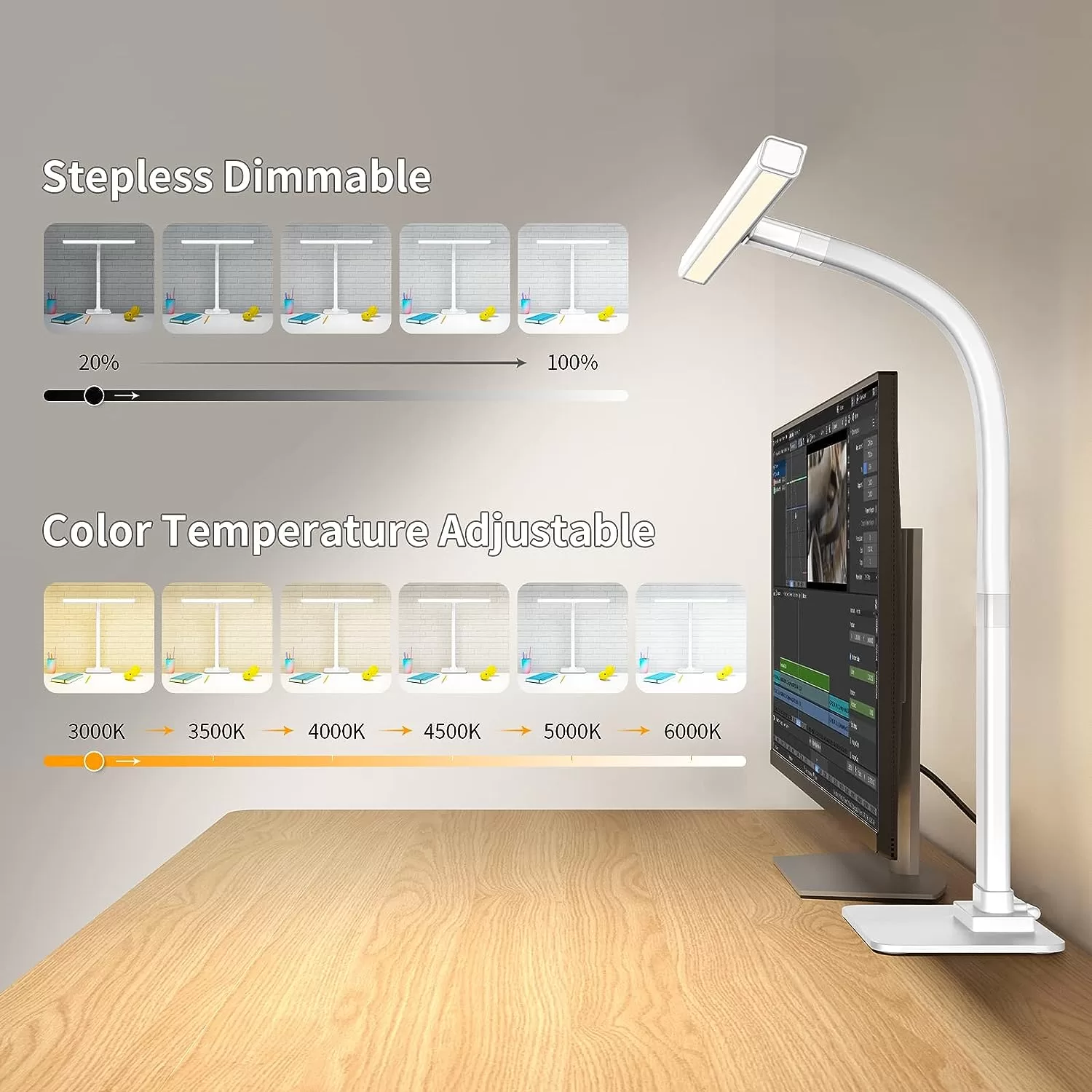 EppieBasic Led Desk Lamp, Architect Desk Lamps for Home Office - White