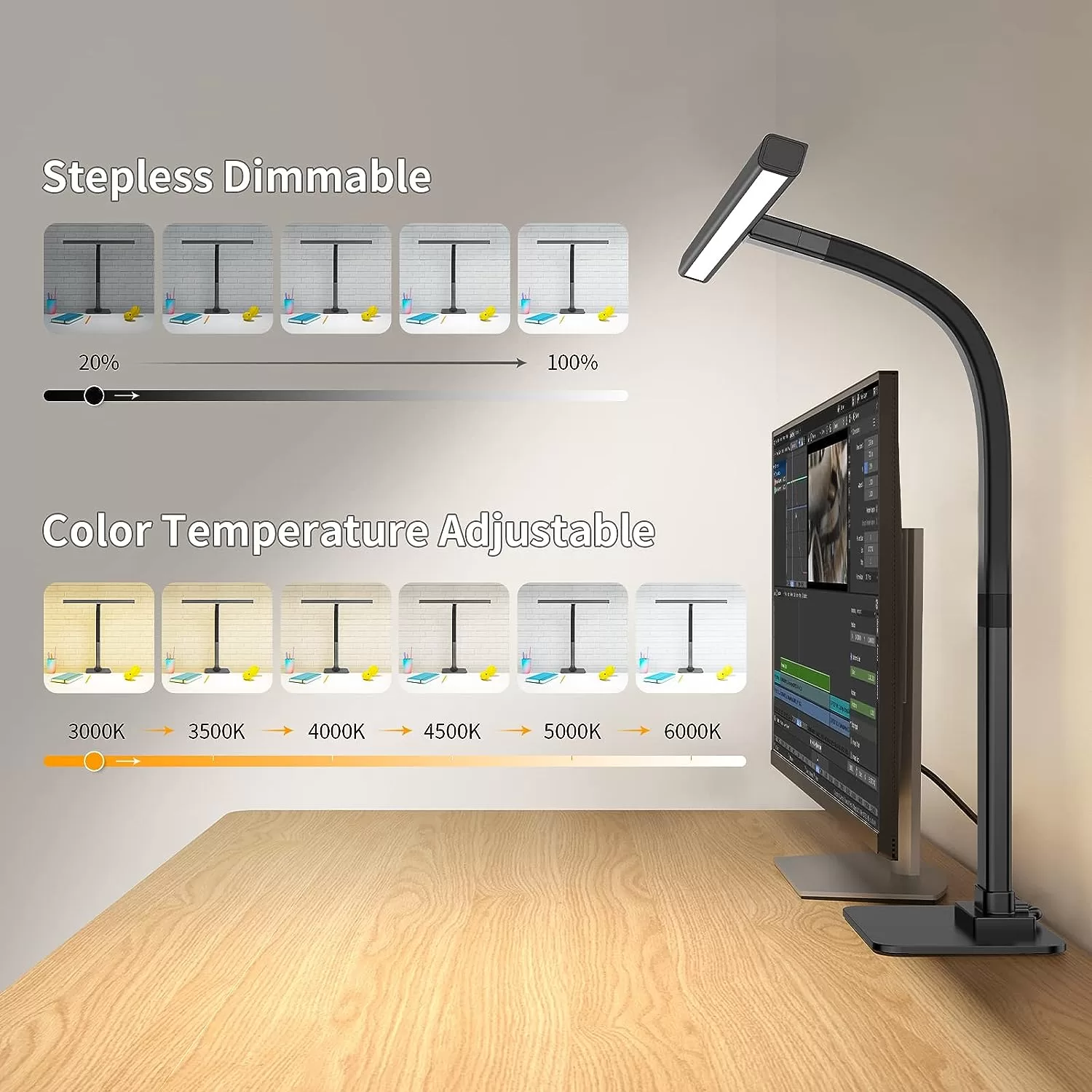 EppieBasic Led Desk Lamp, Architect Desk Lamps for Home Office - Black