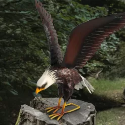 Kircust Garden Sculpture & Statue, Bald Eagle Large Outdoor Statues Metal Yard Art, 40.6-Inch Wide
