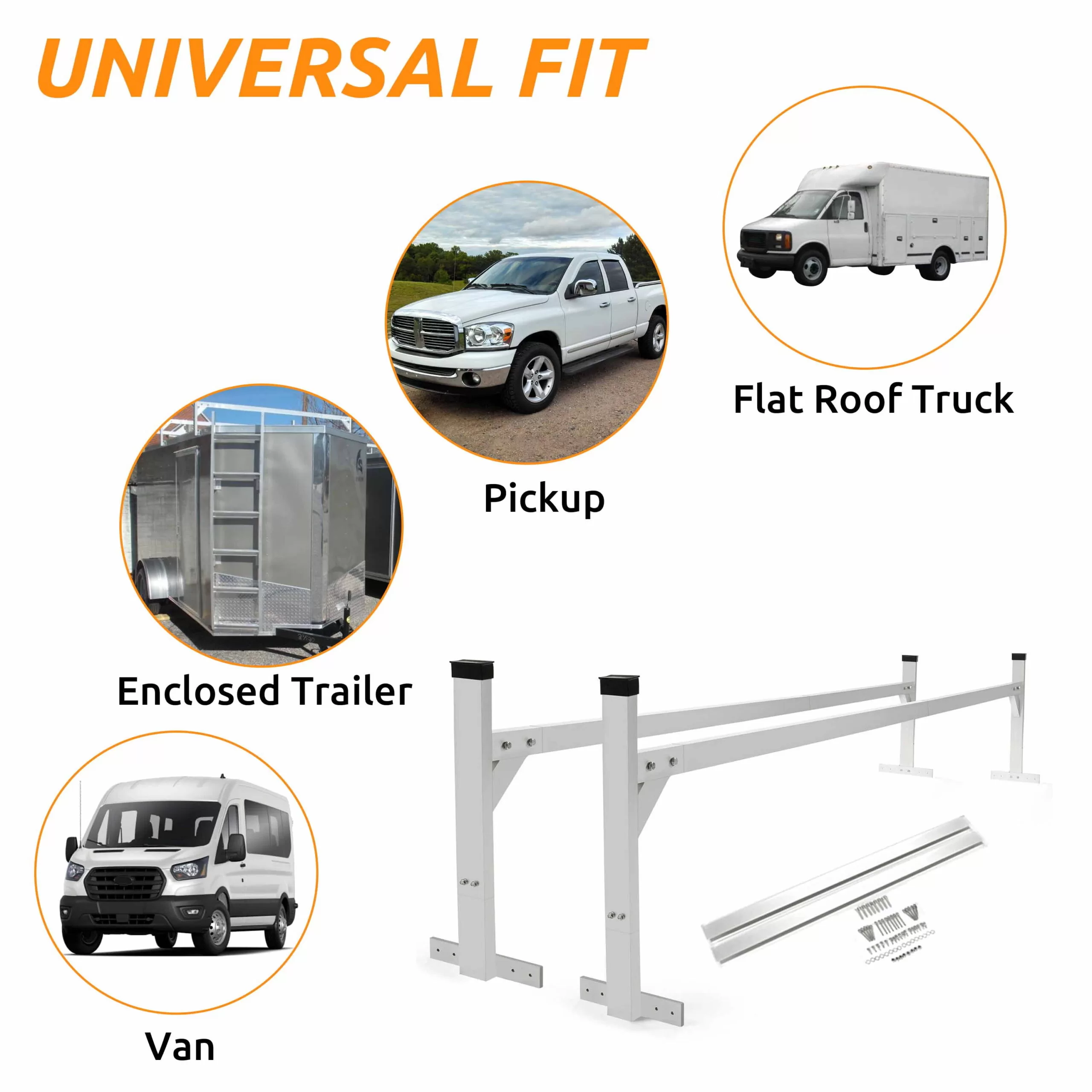 Kojem 4'-8.5' Adjustable Trailer Ladder Roof Rack for Enclosed and Open Trailers Van Aluminum
