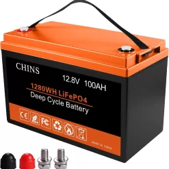 CHINS LiFePO4 Lithium Iron Battery 12V 100Ah for Boat Fishing