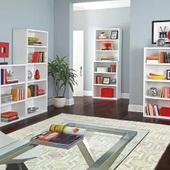 ClosetMaid Bookshelf with 5 Shelf Tiers, Adjustable Shelves, Tall Bookcase Sturdy Wood with Closed Back Panel, White Finish
