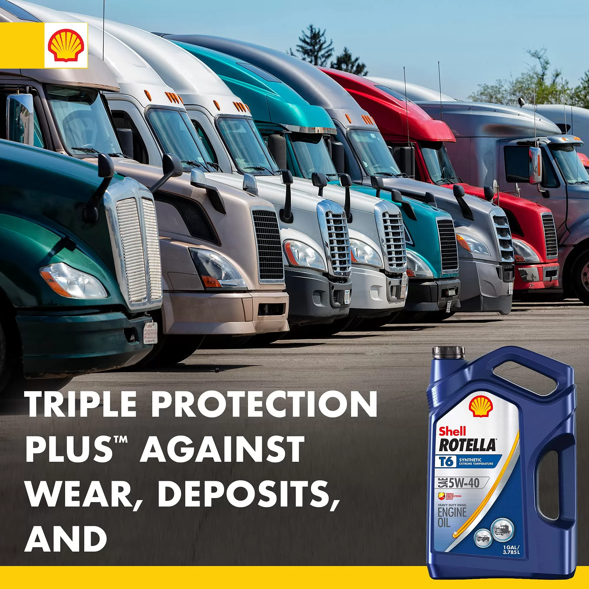 Shell Rotella T6 Full Synthetic 5W-40 Diesel Engine Oil (1-Gallon, Case of 3)
