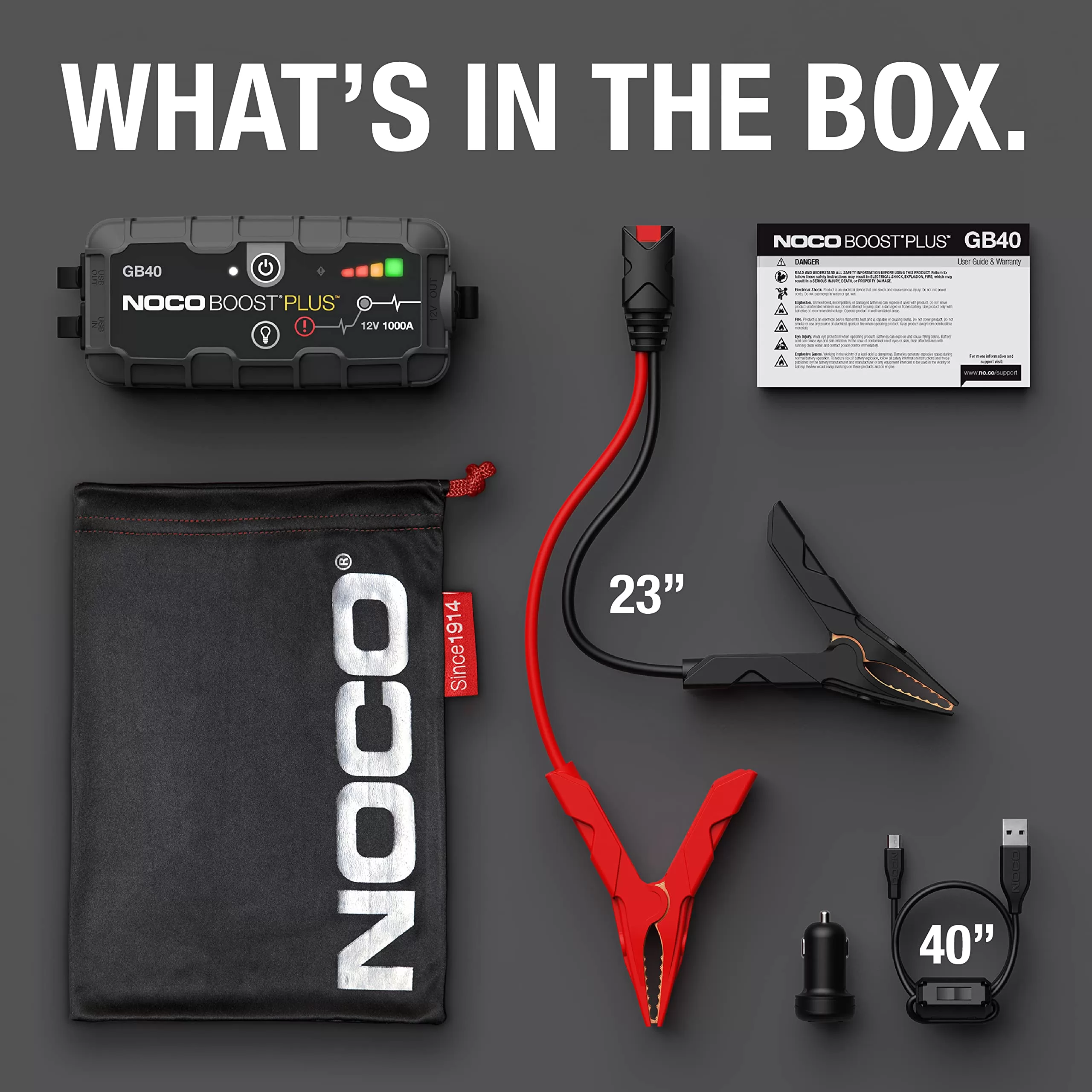 NOCO Boost Plus GB40 1000A UltraSafe Car Battery Jump Starter, 12V Jump Starter Battery Pack