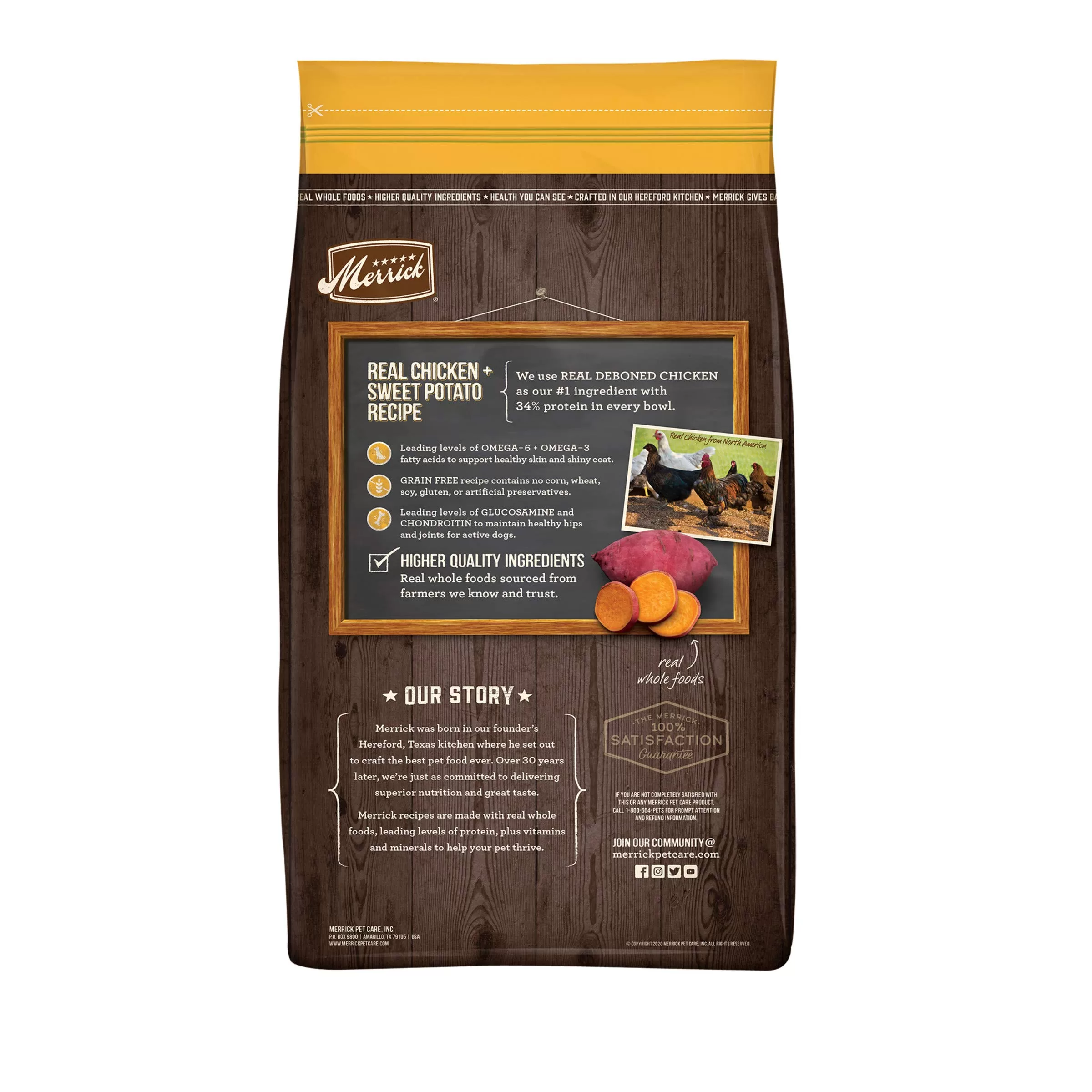 Merrick Dry Dog Food, Real Chicken and Sweet Potato Grain Free Dog Food Recipe - 22.0 lb. Bag