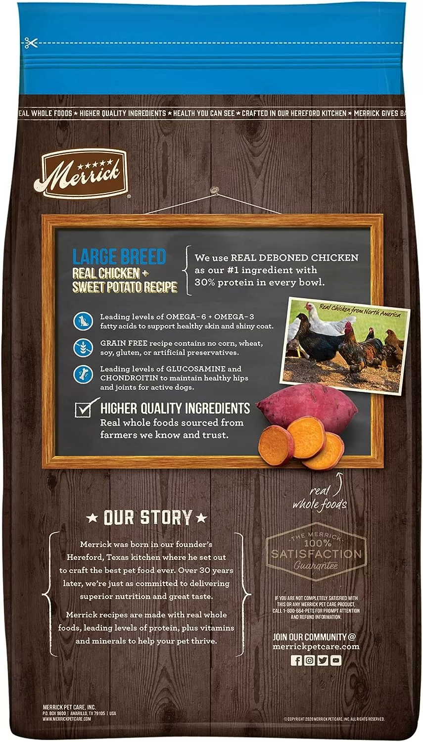 Merrick Grain Free Real Chicken & Sweet Potato Recipe Large Breed Dry Dog Food, 22 lbs.