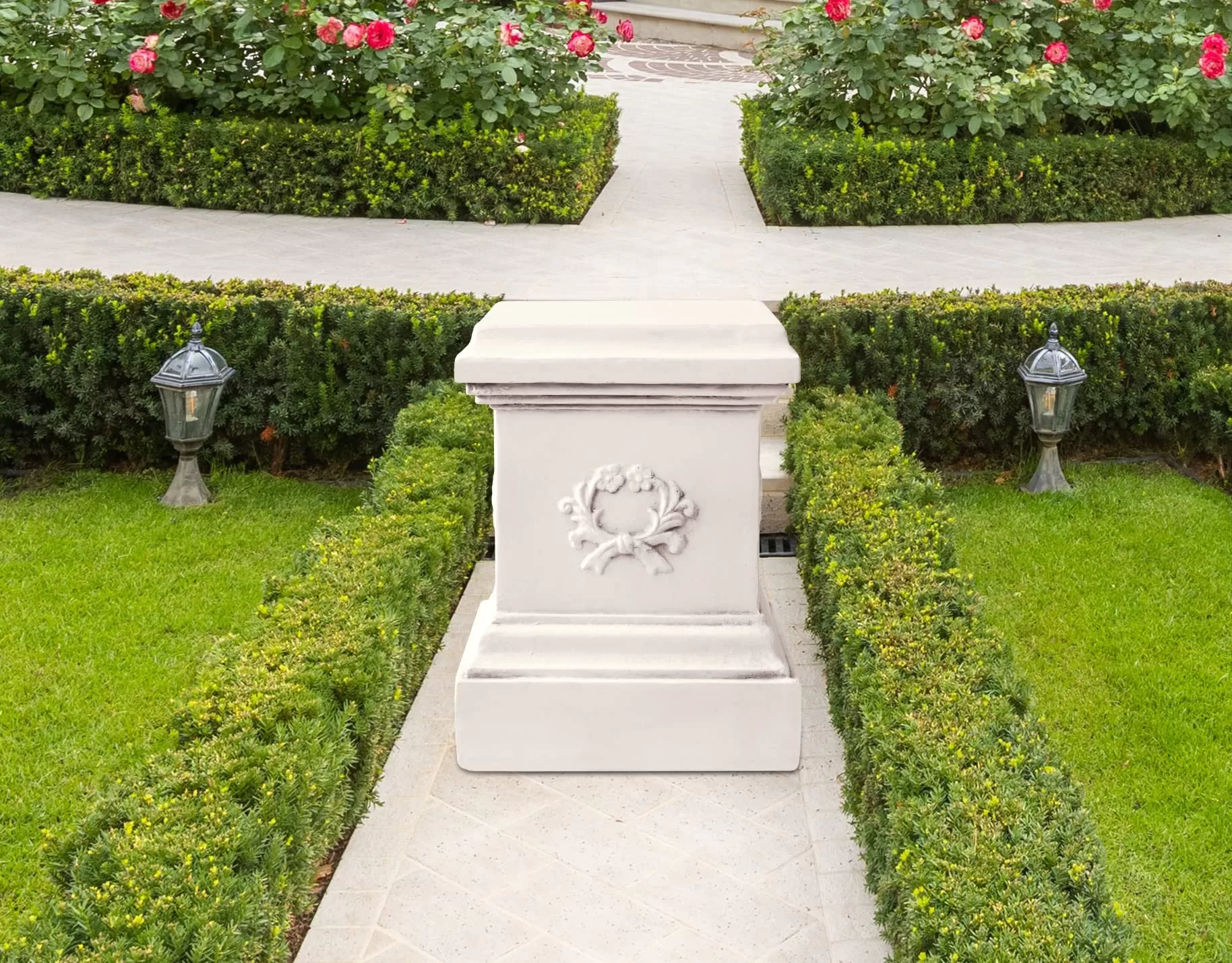 TOETOL Garden Outdoor Statues Classic Plinth Sculptures Decor Base Riser 16.7" Magnesium Oxide Stone Grey Yard Patio Deck Home Hallway Sculpture