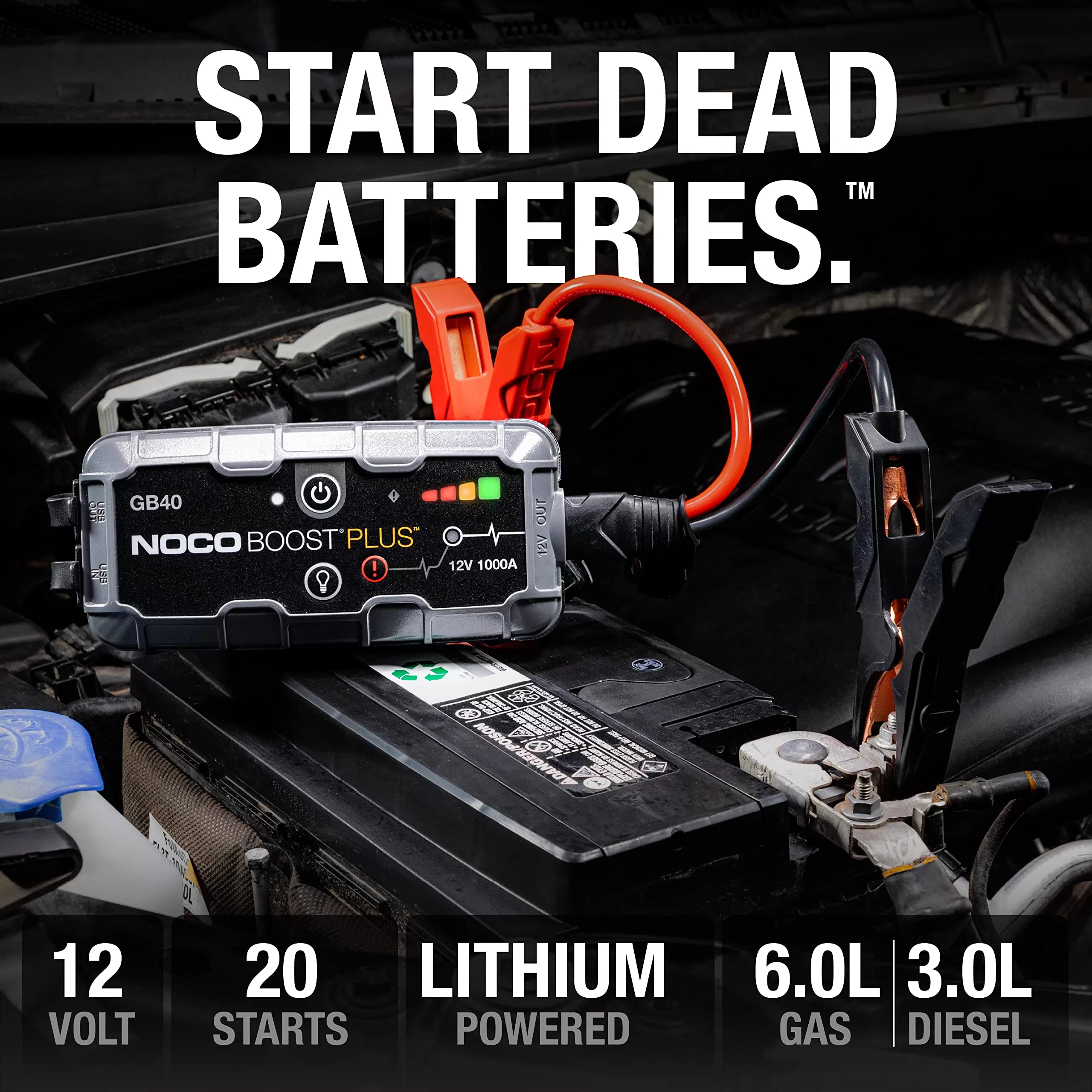 NOCO Boost Plus GB40 1000A UltraSafe Car Battery Jump Starter, 12V Jump Starter Battery Pack