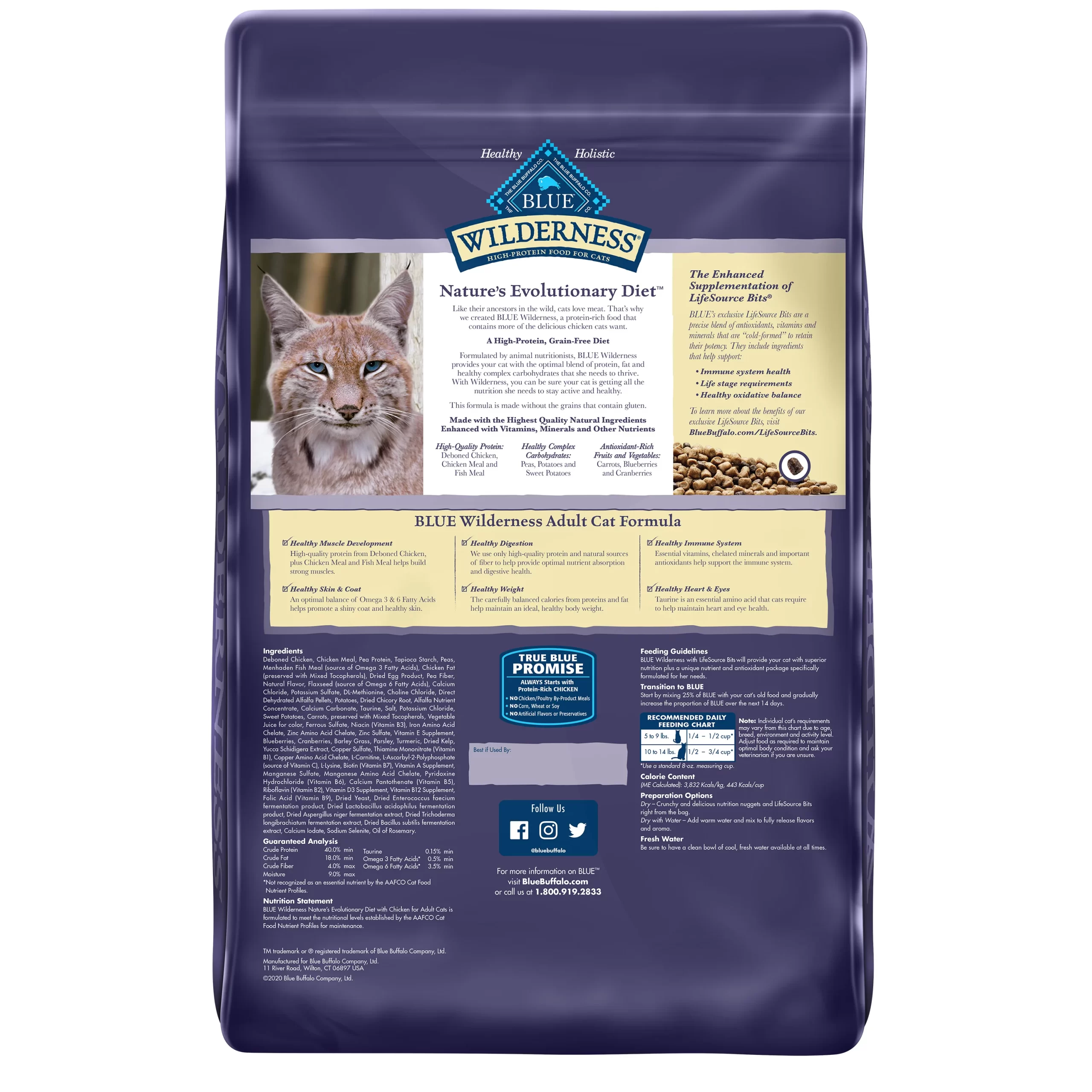 Blue Buffalo Blue Wilderness Natural Adult High Protein Chicken Dry Cat Food, 12 lbs.