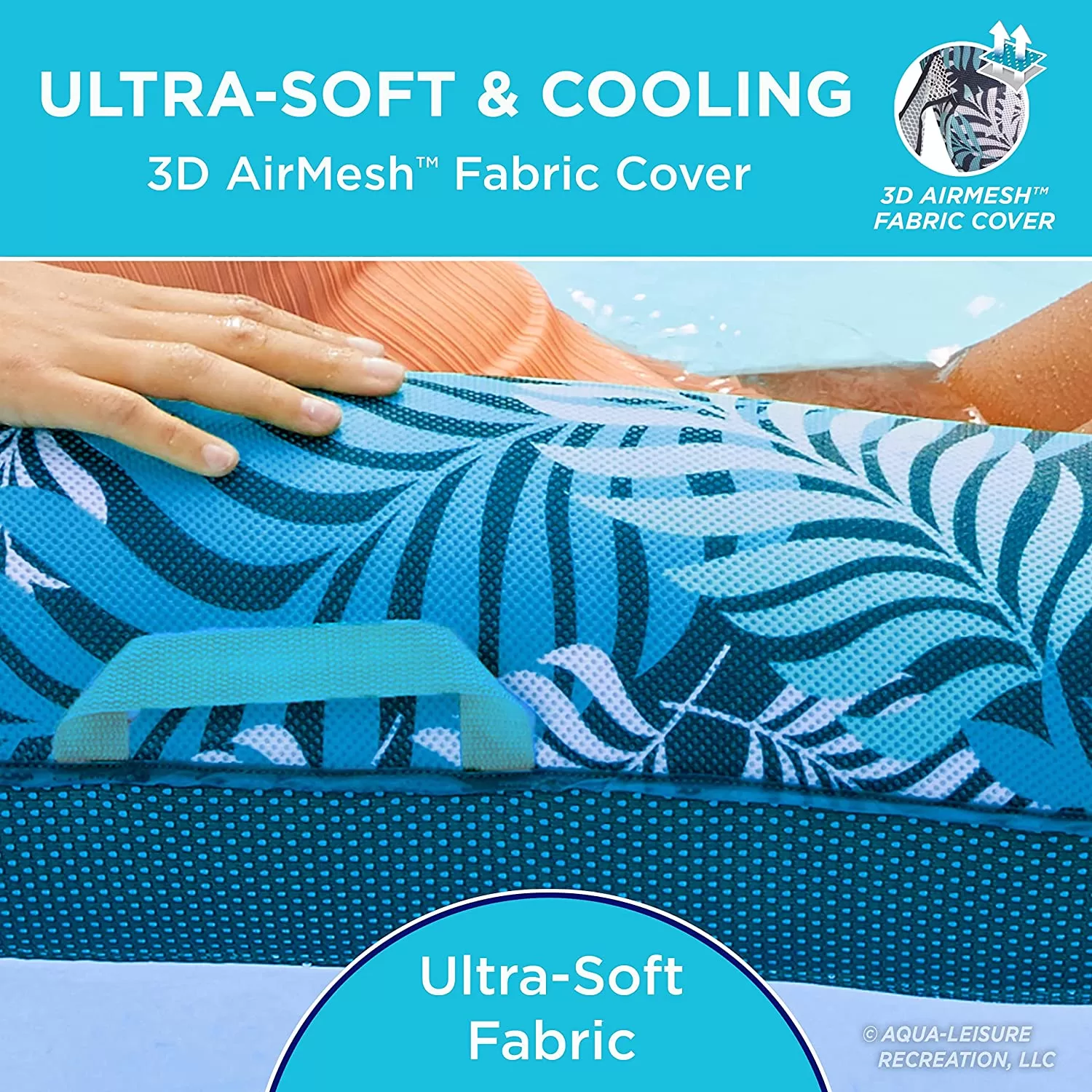 AQUA Zero Gravity Pool Chair Lounge, Inflatable Pool Chair, Adult Pool Float, Heavy Duty, Blue Fern