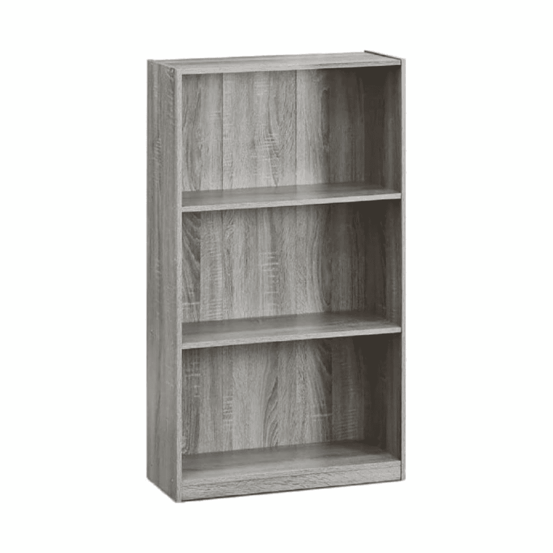 Furinno Basic 3-Tier Bookcase Storage Shelves, French Oak Grey
