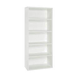 ClosetMaid Bookshelf with 5 Shelf Tiers, Adjustable Shelves, Tall Bookcase Sturdy Wood with Closed Back Panel, White Finish