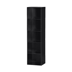 Hodedah Import 5 Shelf Bookcase, Black