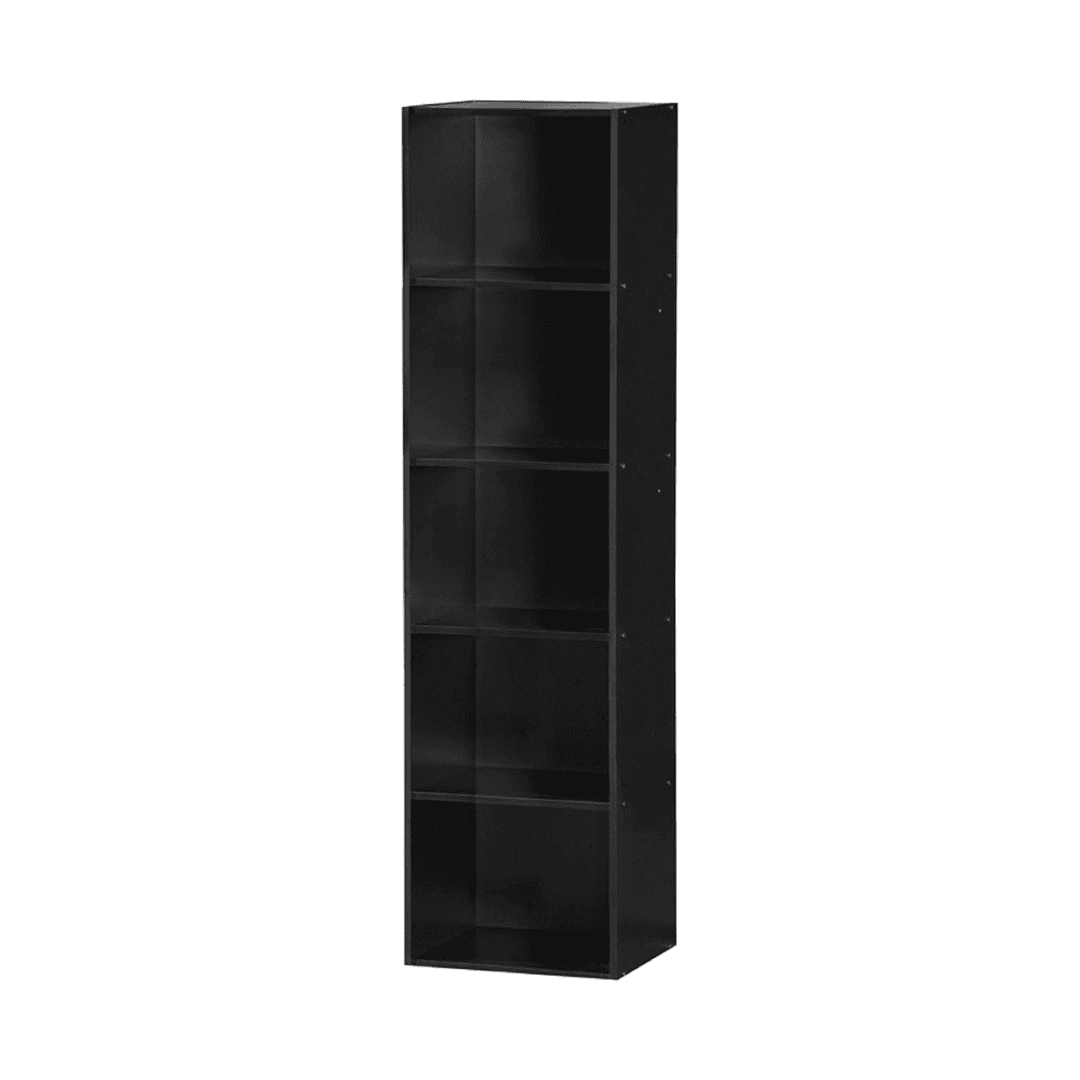 Hodedah Import 5 Shelf Bookcase, Black