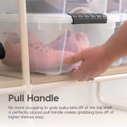 IRIS USA 12 Qt. Plastic Storage Bin Tote Organizing Container, 6 Pack, clear with Black Buckle