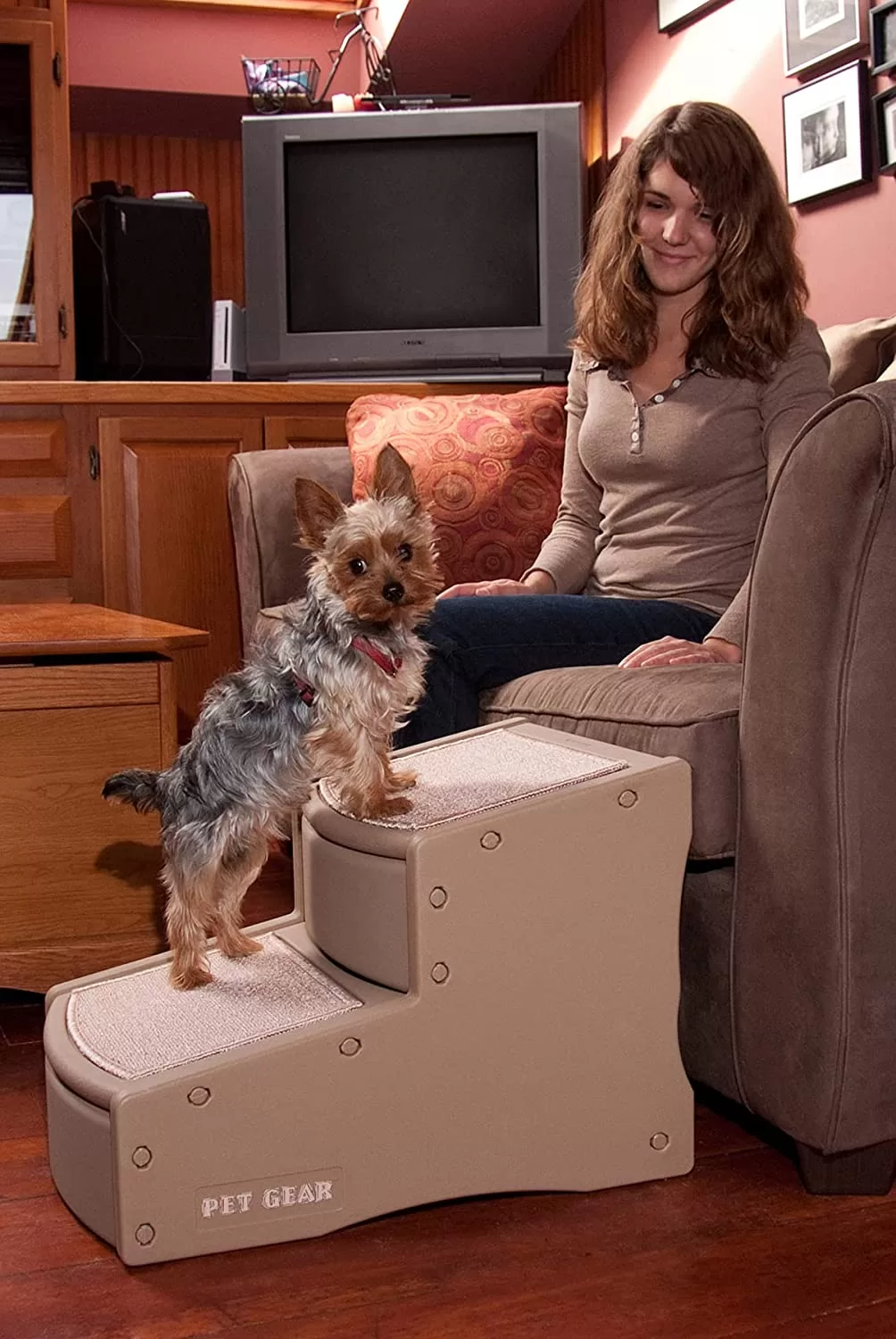 Pet Gear Easy Step II Pet Stairs, 2 Step for Cats/Dogs up to 150 Pounds, Portable, Removable Washable Carpet Tread, No Tools Required, Available in 5 Colors
