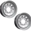 Two Heavy Duty Equipment Trailer Rims Wheels 16 in. 16X6 8H Silver Modular
