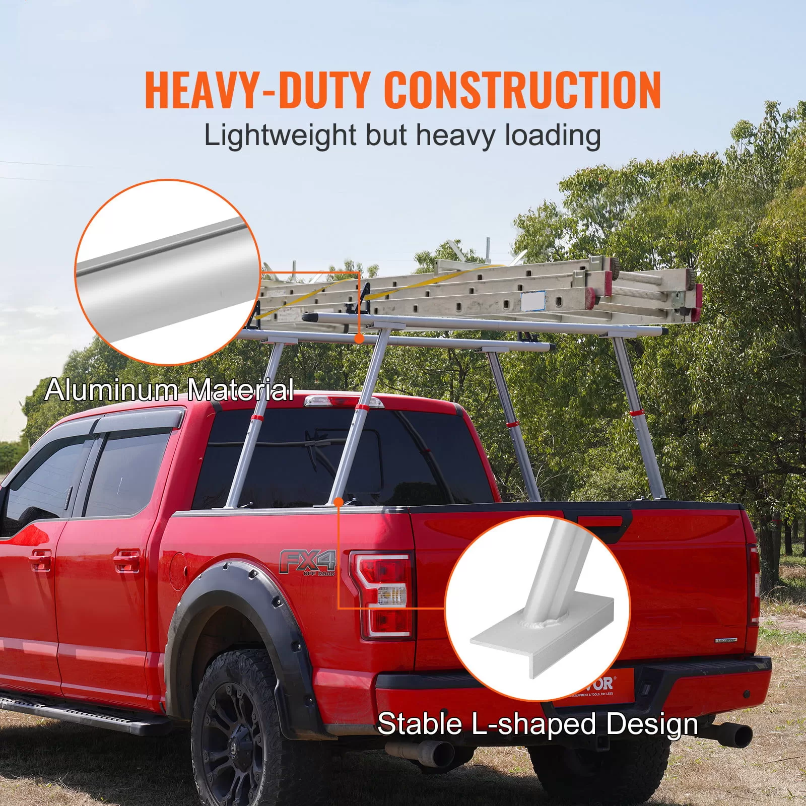BENTISM Truck Rack Pick up Truck Ladder 17"-29" Height 800 lbs Capacity for Kayak