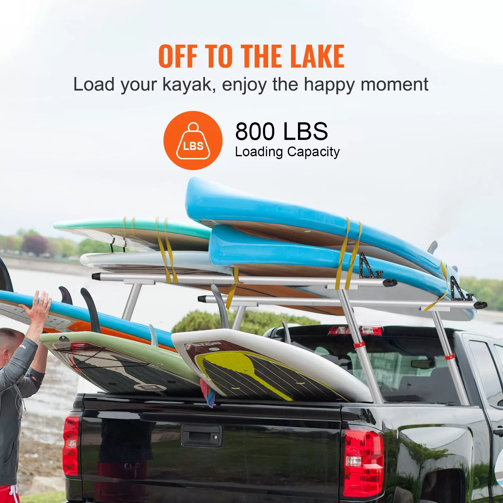 BENTISM Truck Rack Pick up Truck Ladder 17"-29" Height 800 lbs Capacity for Kayak