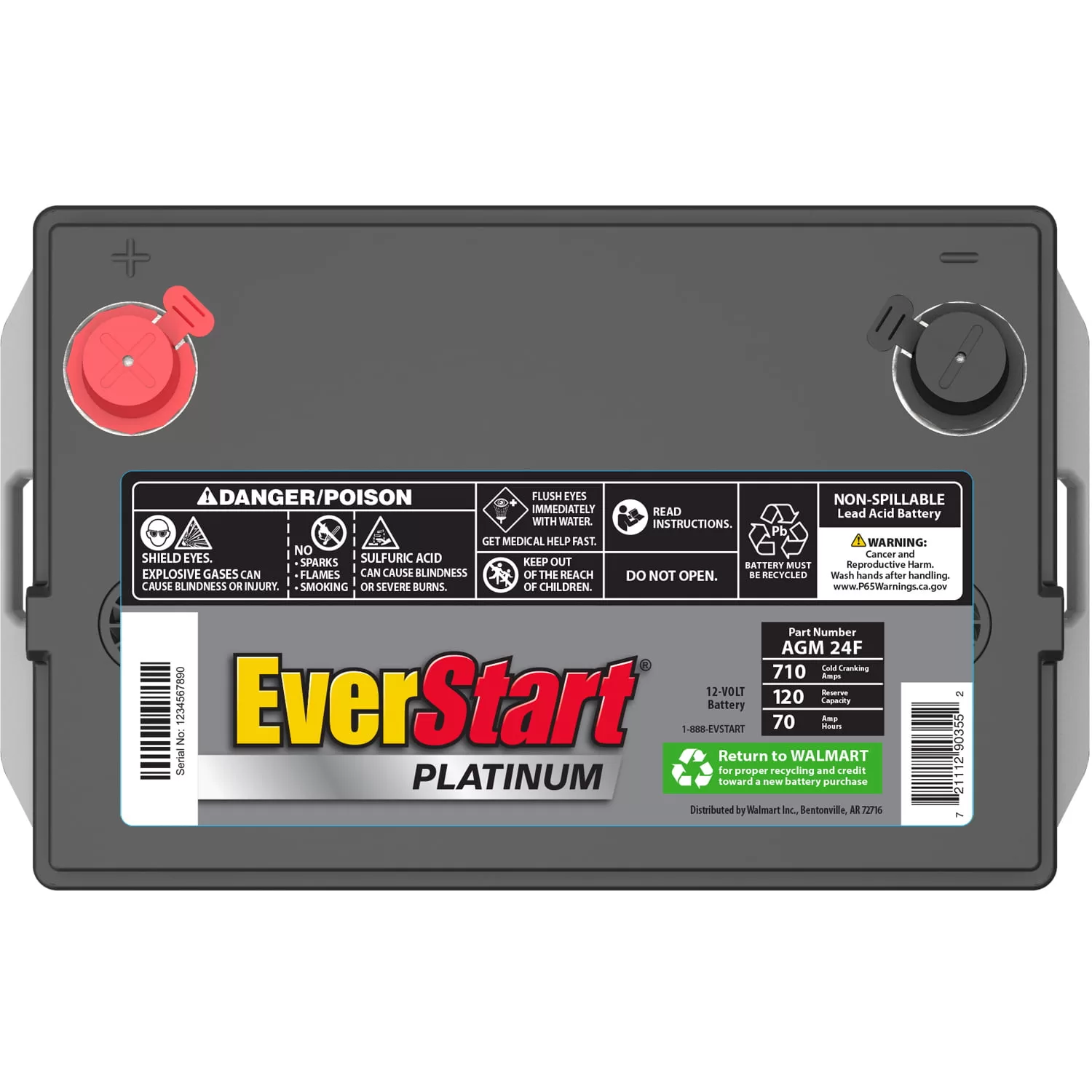 EverStart Platinum BOXED AGM Battery, Group Size 24F 12V, 710 CCA