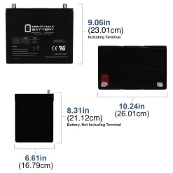 ML75-12 - 12 Volt 75 AH, Nut and Bolt (NB) Terminal, Rechargeable SLA AGM Battery