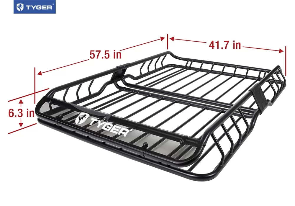 Tyger Auto TG-RK1B942B Heavy Duty Roof Mounted Cargo Basket Rack | L57.5" x W41.7" x H6.3"