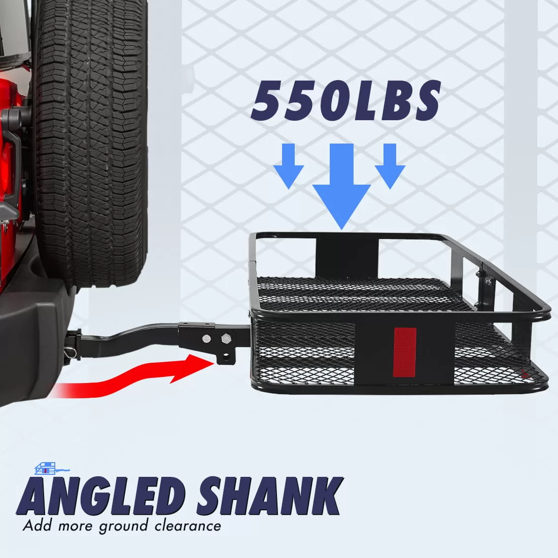 KING BIRD 60"x24"x6" Folding Hitch Cargo Carrier,550LBS Capacity,Fits to 2" Receiver
