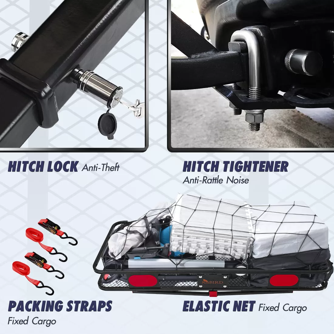 KING BIRD 60"x24"x6" Folding Hitch Cargo Carrier,550LBS Capacity,Fits to 2" Receiver