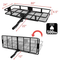 Karmas Product 500 Lbs. Capacity Folding Hitch Mount Cargo Carrier 60’’ x 24’’ x 6.5’’