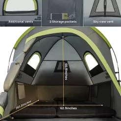 JoyTutus Pickup Truck Tent, Waterproof PU2000mm Double Layer for 2 Person, Portable Truck Bed Tent, 5.5'-6' Camping- Gray Green