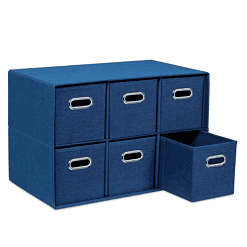 BirdRock Home 16.75-in H x 25-in W x 14.5-in D Navy Stackable Linen 6 Cube Organizer
