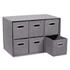 BirdRock Home 16.75-in H x 25-in W x 14.5-in D Gray Stackable Linen 6 Cube Organizer
