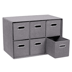 BirdRock Home 16.75-in H x 25-in W x 14.5-in D Gray Stackable Linen 6 Cube Organizer