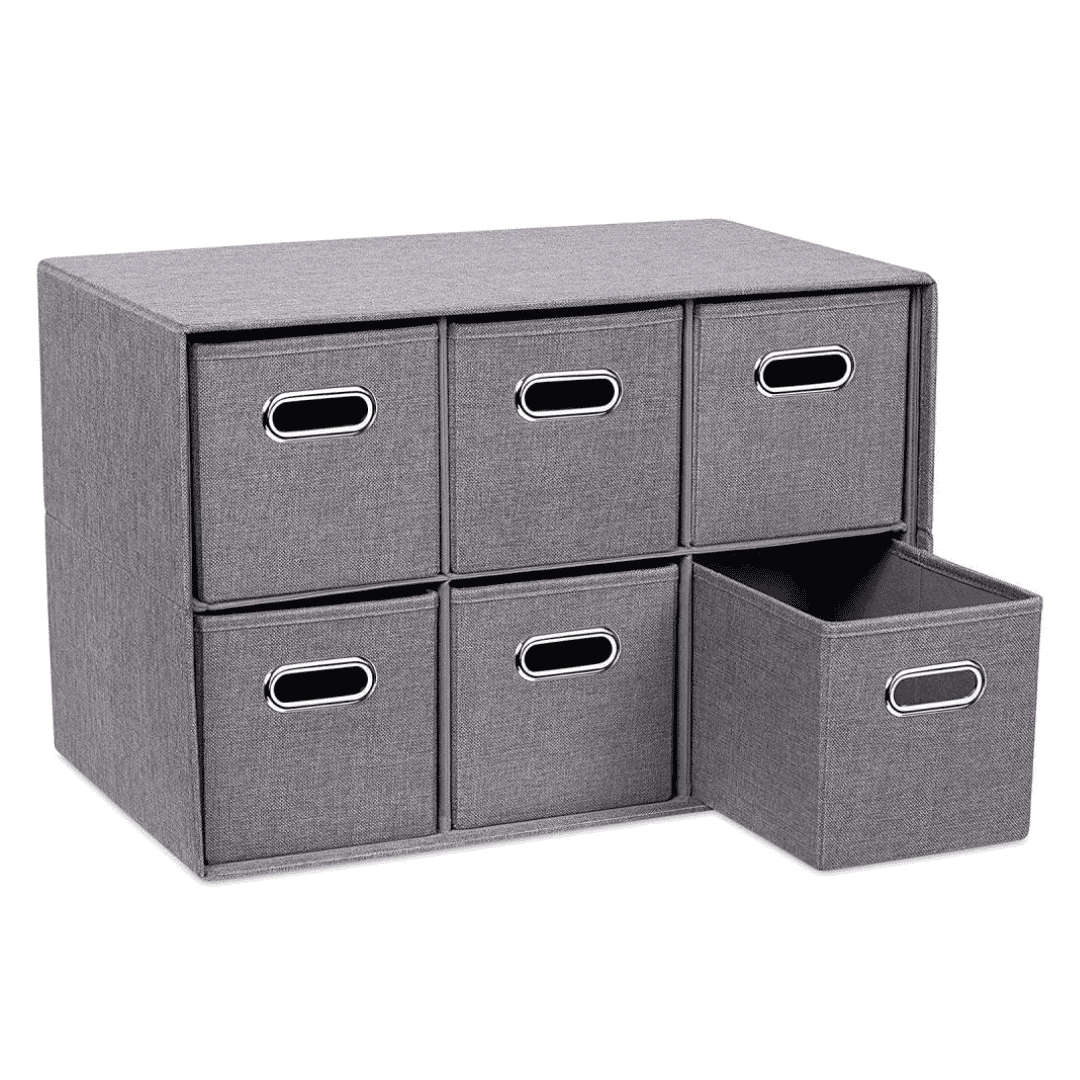 BirdRock Home 16.75-in H x 25-in W x 14.5-in D Gray Stackable Linen 6 Cube Organizer