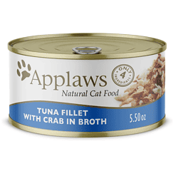 Applaws Natural Tuna Fillet with Crab in Broth Wet Cat Food, 5.5 oz., Case of 24