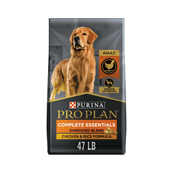 Purina Pro Plan High Protein Dog Food With Probiotics for Dogs, Shredded Blend Chicken & Rice Formula - 47 lb. Bag