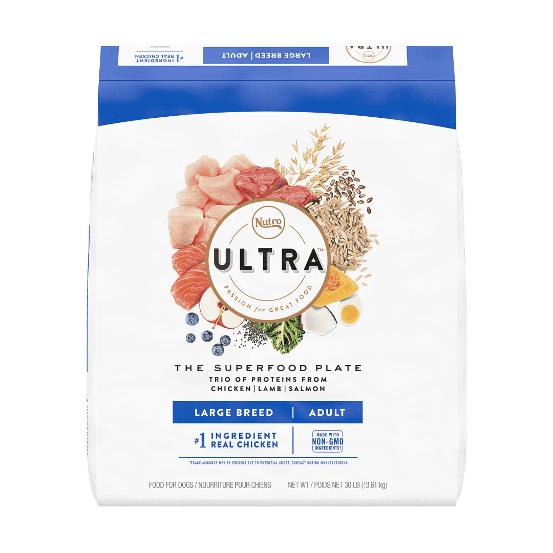 NUTRO ULTRA Adult Large Breed High Protein Natural Dry Dog Food with a Trio of Proteins from Chicken Lamb and Salmon, 30 lb. Bag