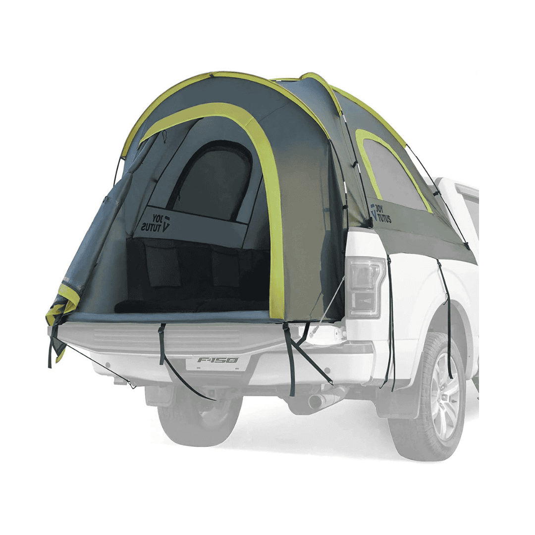 JoyTutus Pickup Truck Tent, Waterproof PU2000mm Double Layer for 2 Person, Portable Truck Bed Tent, 5.5'-6' Camping- Gray Green
