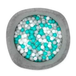 Nuby Grey Velvet Ball Pit with 200 Aqua, White, & Grey Balls