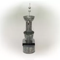 Alpine Corporation Rustic Metal Tiering Tin Water Fountain, 34 Inch Tall