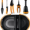 Fiskars Food Gardening Tool Set with Harvest Basket, 6 Piece Bundle