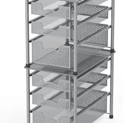 Simple Houseware Stackable 3 Tier Sliding Basket Organizer Drawer, Silver