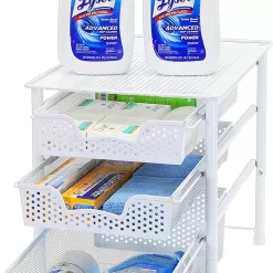 Simple Houseware Stackable 3 Tier Sliding Basket Organizer Drawer, White