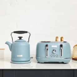 Haden Poole Blue Highclere 4 Slice Wide Slot Toaster
