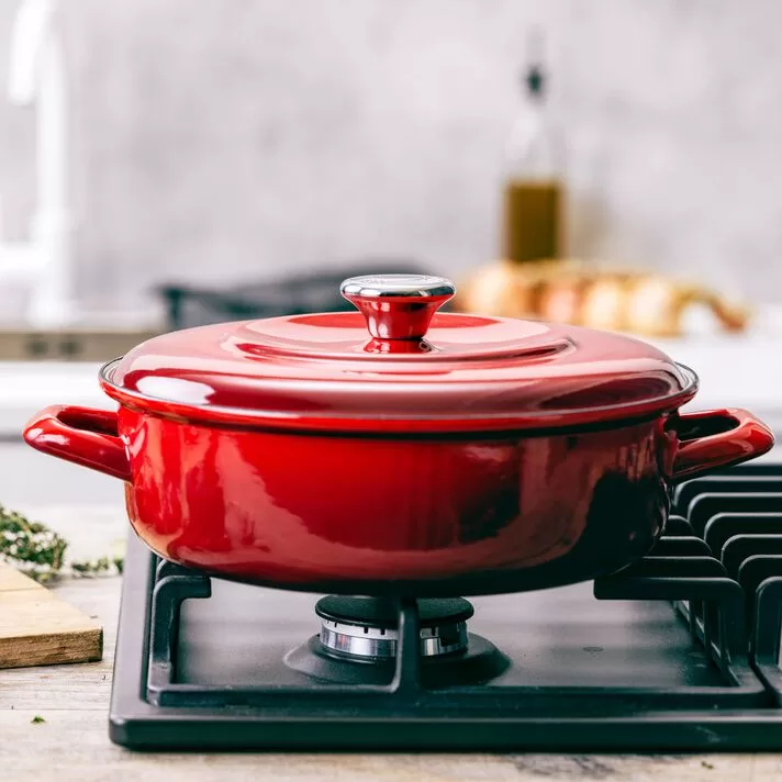 Merten & Storck 1873 Enamel Cast Iron Braiser 4 Quart - Red